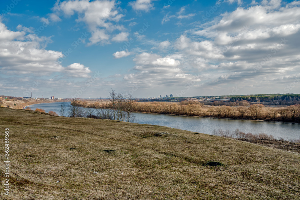 The steep bank of the Oka River. Kolomna District of Moscow Region