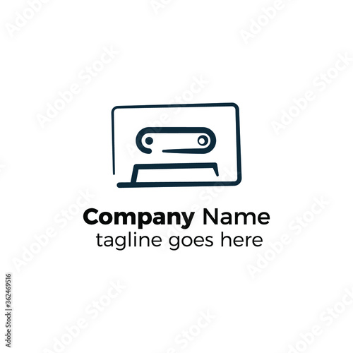 cassette tape logo design icon vector illustration simple line