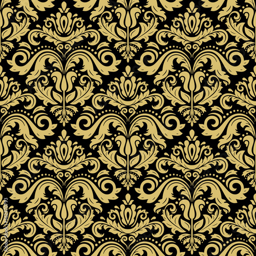 Orient black and golden classic pattern. Seamless abstract background with vintage elements. Orient background. Ornament for wallpaper and packaging