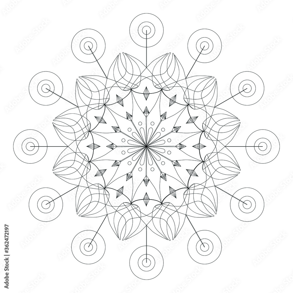 Obraz premium vector line art of round decorative mandala 