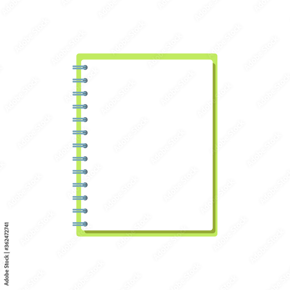 Template with spiral notepad isolated on white background with place for text. Diary for business, school vector background with notebook. Office stationery items. Copy space Template with spiral notepad isolated on white background with place for text. Diary for business, school vector background with notebook. Office stationery items. Copy space