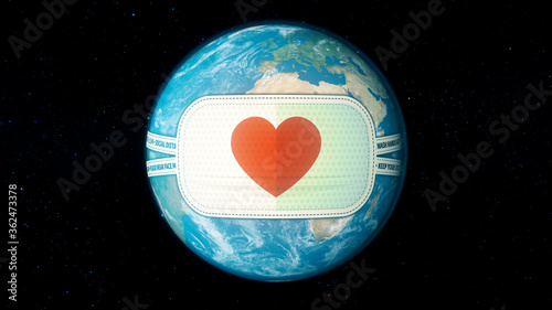 Heart put mask to fight to fight against coronavirus