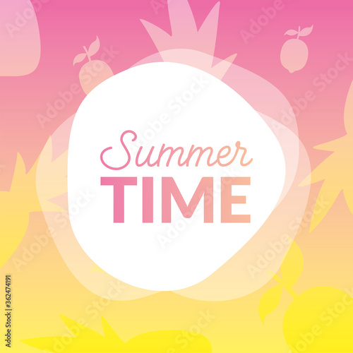 Pineapples and lemons circle vector design