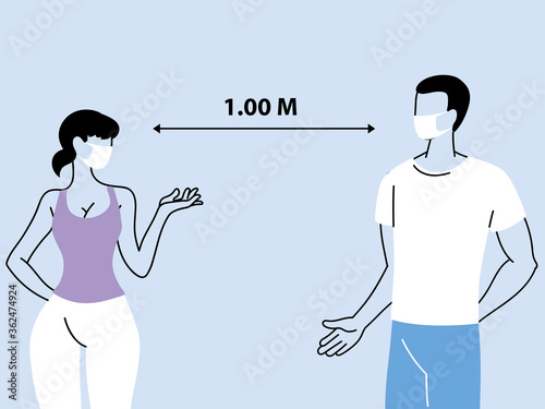 social distancing between two person, keep a distance to protect from coronavirus outbreak spreading