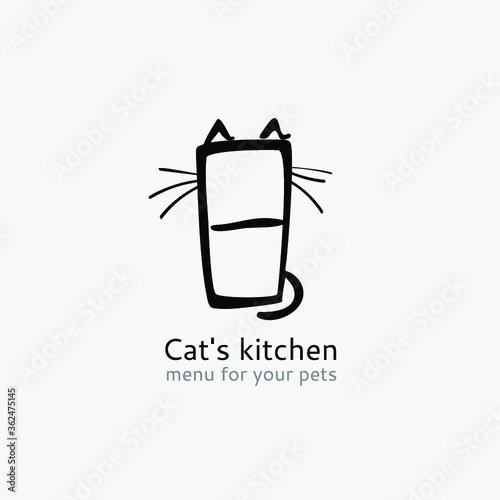 Cat logo template. Cat's kitchen logo