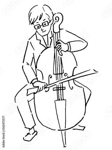 Men with glasses playing the cello
