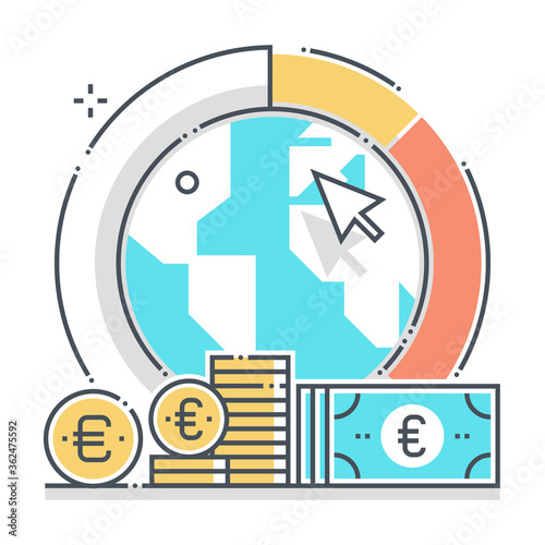 International markets related color line vector icon, illustration