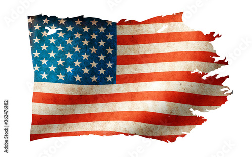 Canvas Print Dirty and torn country flag illustration / USA, United states of America