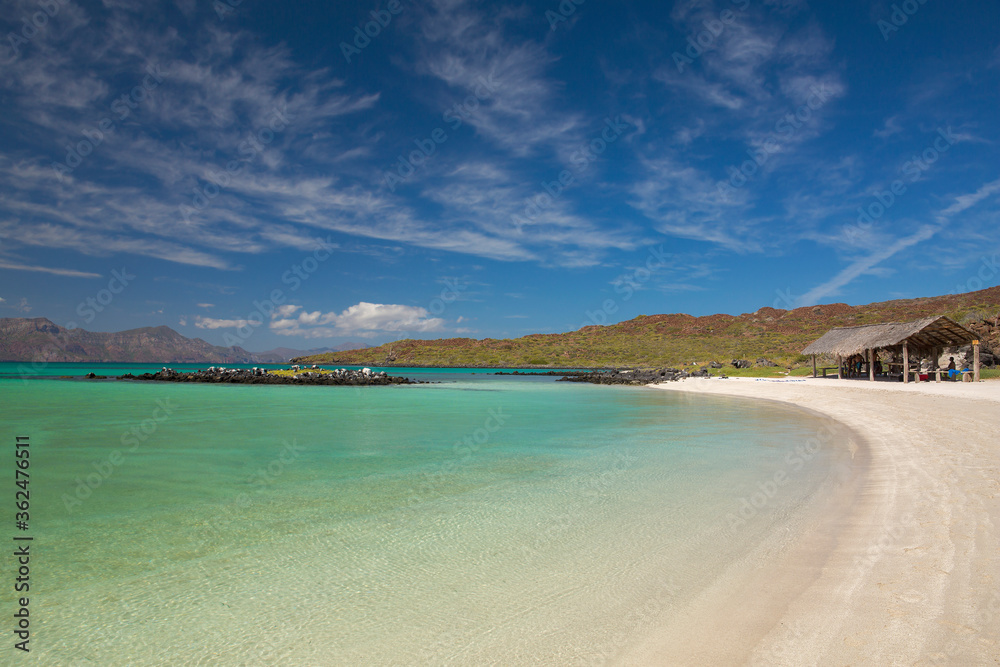 Beautiful turquoise waters at Coronado Beach in Loreto, Mexico