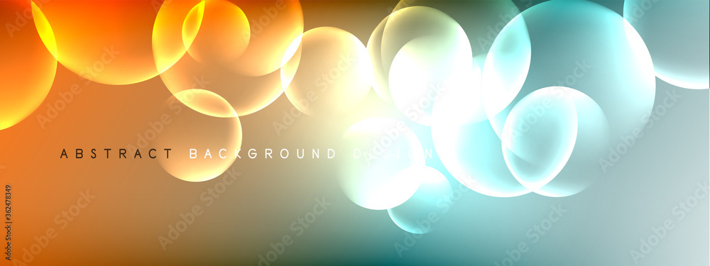 Vector abstract background liquid bubble circles on fluid gradient with shadows and light effects. Shiny design templates for text - obrazy, fototapety, plakaty 