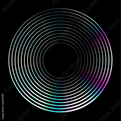 Gradient Lines in Circle Form . Spiral Vector Illustration .Technology round Logo . Design element . Abstract colorful Geometric shape . Striped border frame
