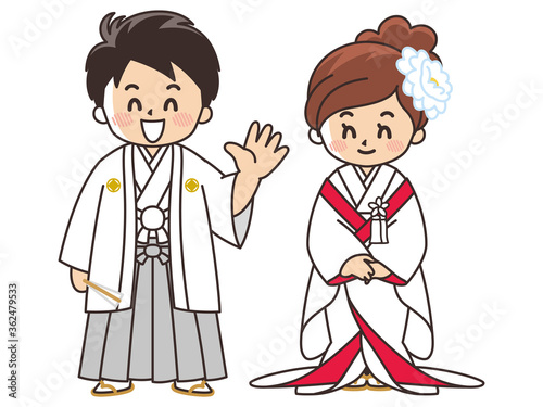 和装の新郎新婦　紋付袴　白無垢　結婚式