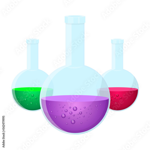 Laboratory chemical flasks vector design illustration isolated on white background
