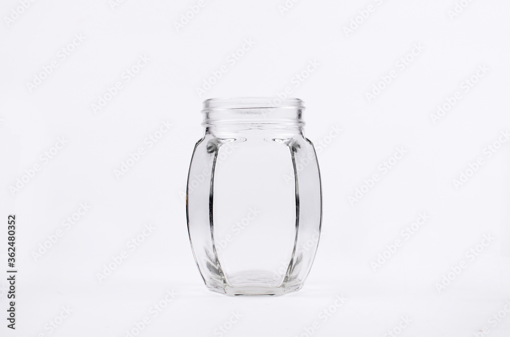 empty glass jar isolated in white background empty glass jar isolated in white background