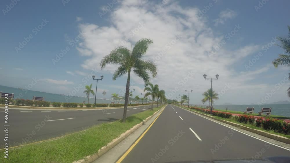 POV of empty street in Panama City, Panama. Quarantined city, empty abandoned streets during coronavirus crisis (Covid - 19) outbreak. POV of empty street in Panama City, Panama. Quarantined city, empty abandoned streets during coronavirus crisis (Covid - 19) outbreak.