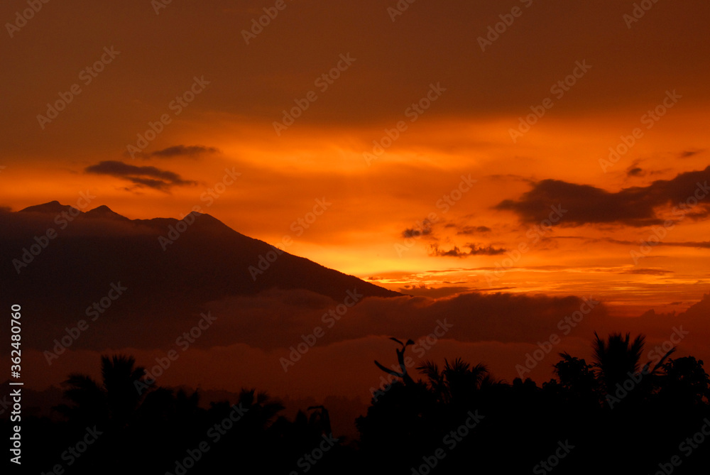 Mountain at sunset in Java Indonesia