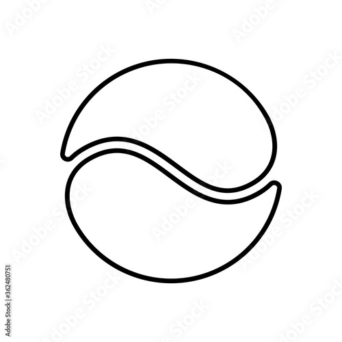 Hydrogel patches for cosmetic wrinkle removal treatments. Round symmetrical layout, top view icon. Linear logo for woman face or eye mask. Contour isolated vector illustration on white background