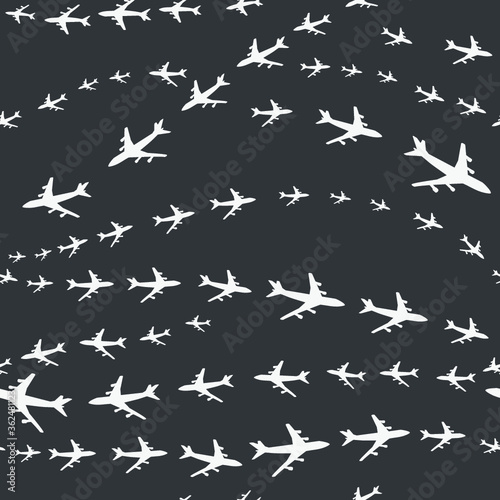 Seamless stylish pattern with planes