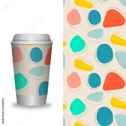  Vector Illustration. Coffee Cup With Patterns Template