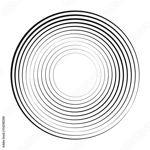 Speed Lines in Circle Form . Spiral Vector Illustration .Technology round Logo . Design element . Abstract Geometric shape . Striped border frame