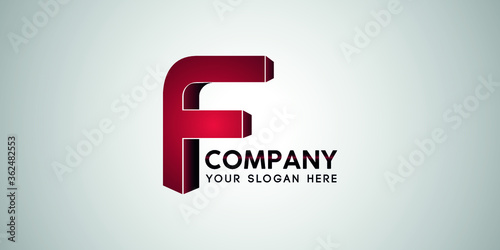 F 3d letter stylish logo design initial brand company