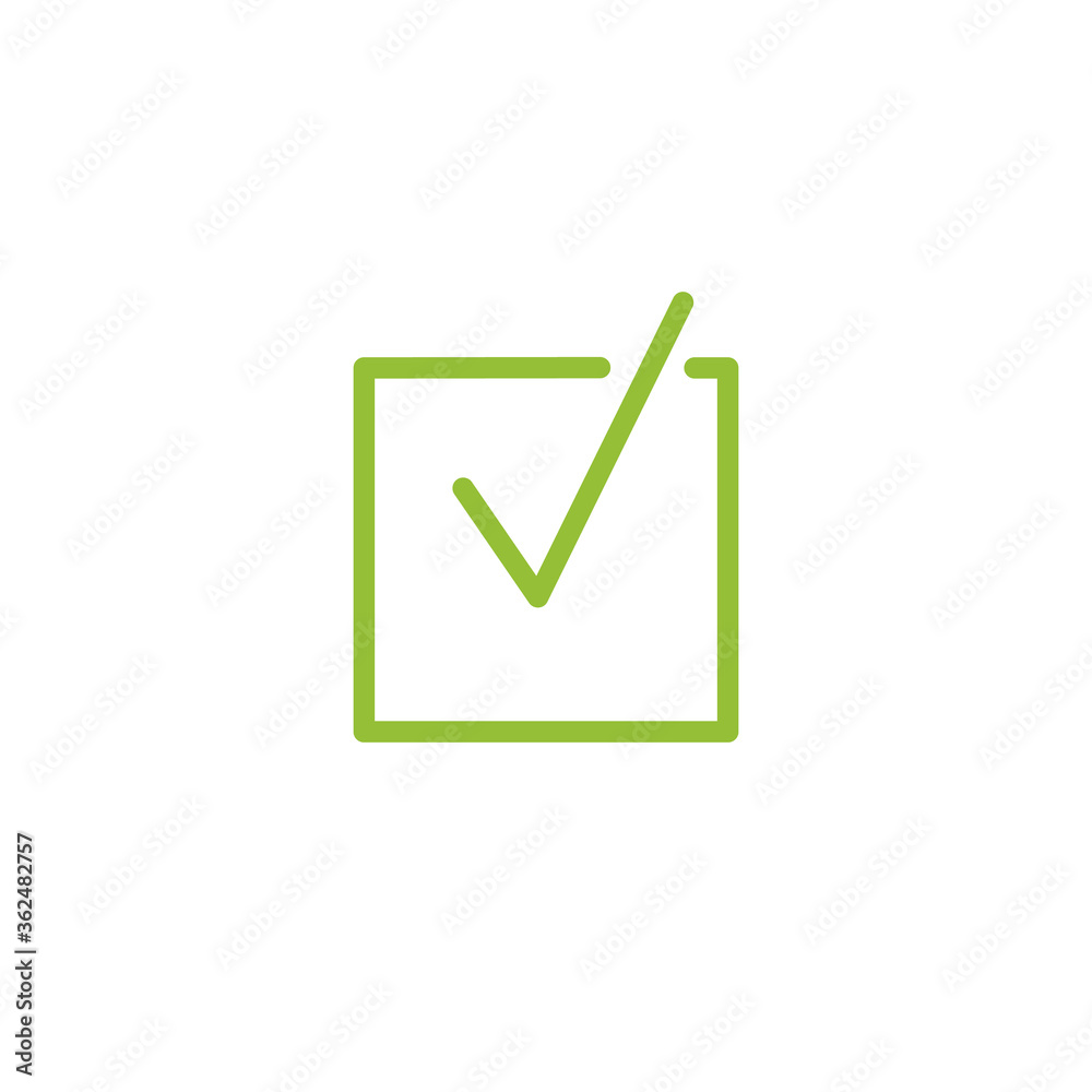 Illustration of check mark icon in square, tick icon, checkbox, ok sign. Stock vector illustration isolated on white background.