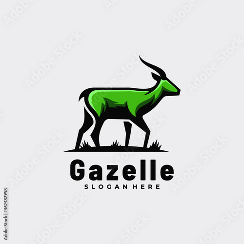 Vector Logo Illustration Gazelle Simple Mascot Style.