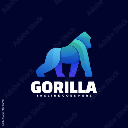 Vector Logo Illustration Gorilla Gradient Colorful Style.