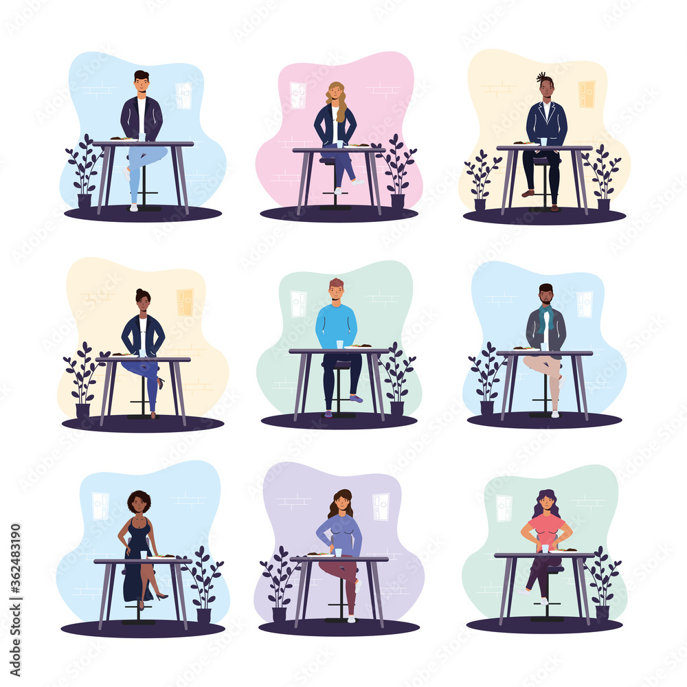 diversity people dinning in restaurant practicing social distancing ,covid19 prevention method diversity people dinning in restaurant practicing social distancing ,covid19 prevention method