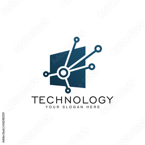 Technology chip logo template vector