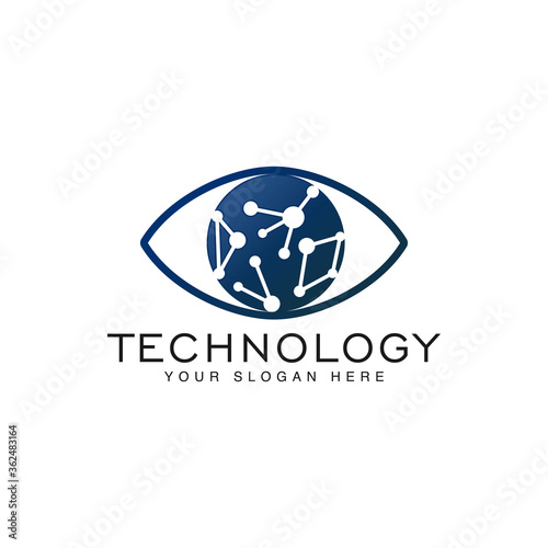 Eye concept technology logo template vector