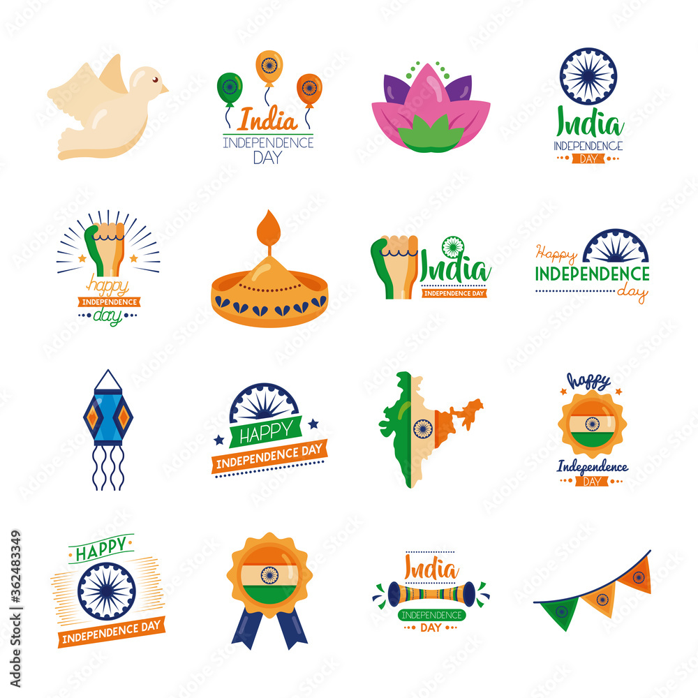 bundle of india independence day celebration icons bundle of india independence day celebration icons