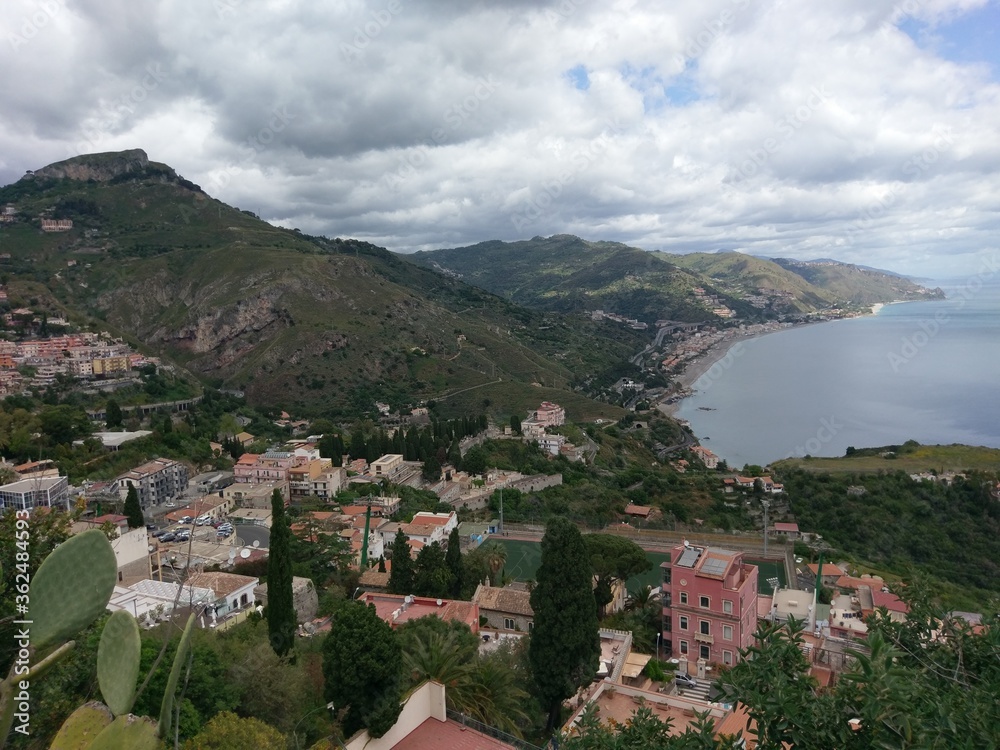nice view of  taormina in sycyli island