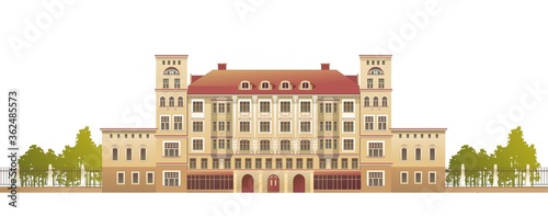 Exterior Facade of a Country Multistory Hotel