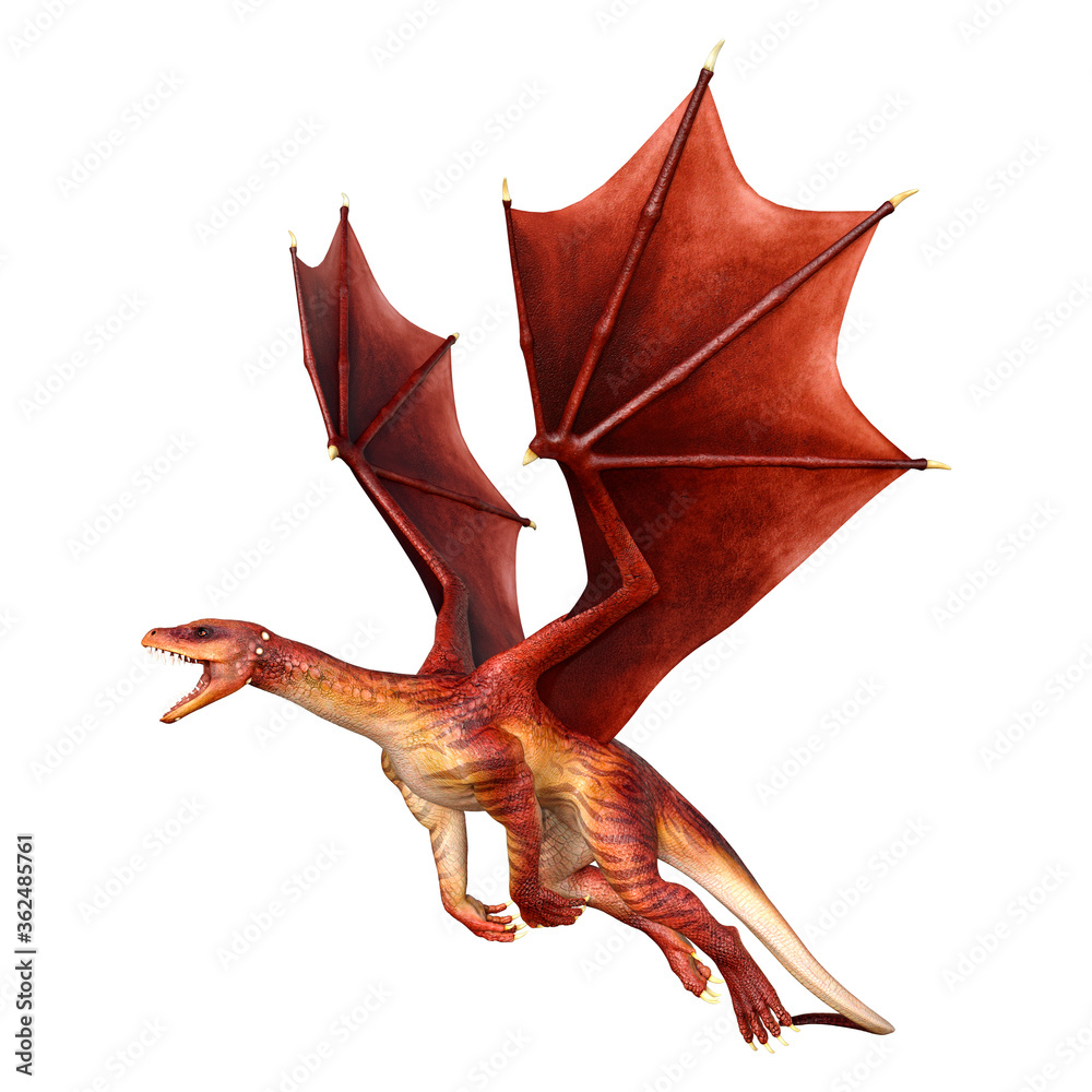 3D Rendering Fairy Tale Dragon on White 3D Rendering Fairy Tale Dragon on White