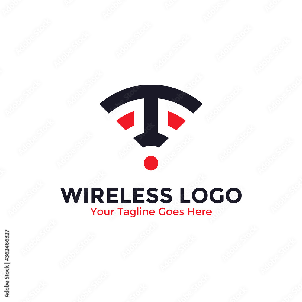 Letter T for abstract wireless logo vector. Signal wave and wifi connection concept. Letter T for abstract wireless logo vector. Signal wave and wifi connection concept.