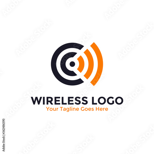 Wireless Signal logo template design. Wifi logo, radio waves icon vector.