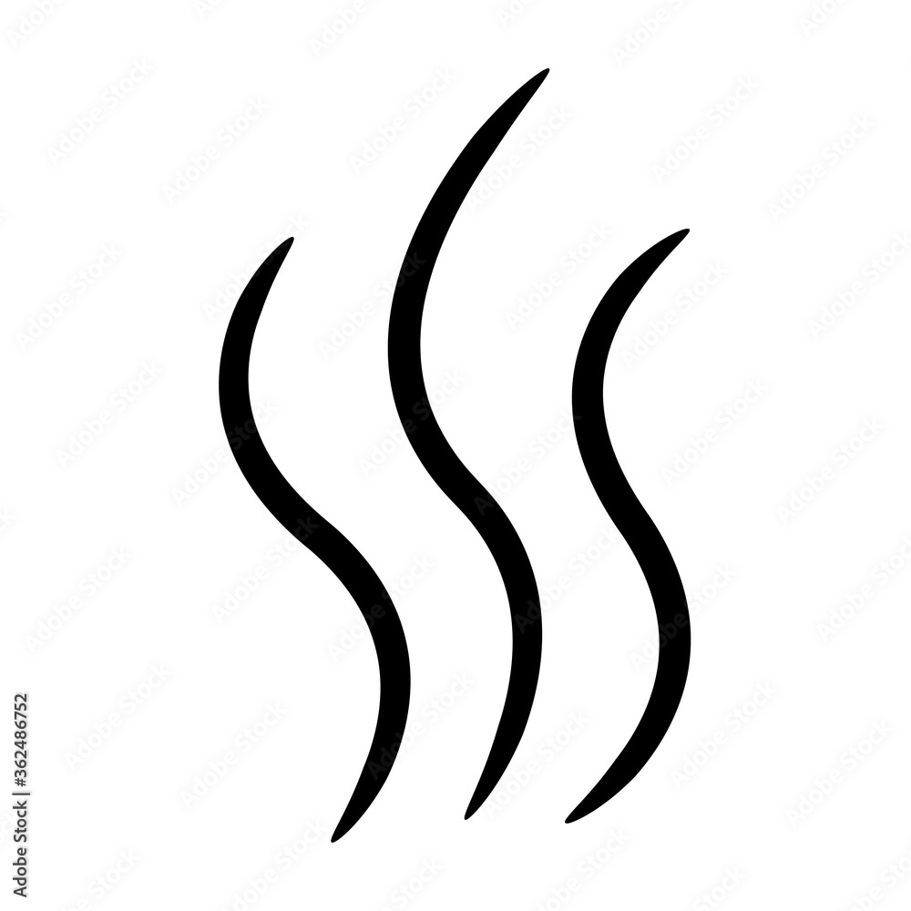 Aroma steam icon. Smoke fume line. Aromas perfume hot drink tea coffee smell. Heat vapor stink flame sign symbol. Black silhouette. Flat design. Isolated. White background. Aroma steam icon. Smoke fume line. Aromas perfume hot drink tea coffee smell. Heat vapor stink flame sign symbol. Black silhouette. Flat design. Isolated. White background.