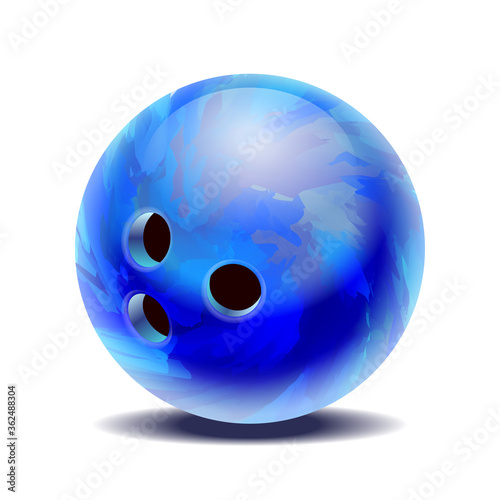 Blue glossy multi-colored bowling ball isolated on a white