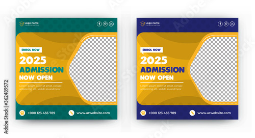 Kids School Education Admission Social media post Template