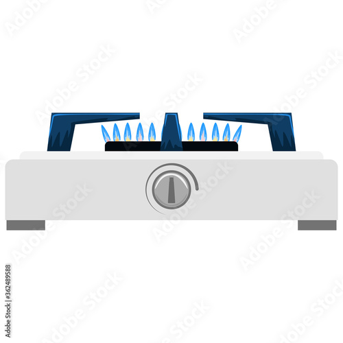 Kitchen gas stove with side view. Flat and solid color style vector illustration.