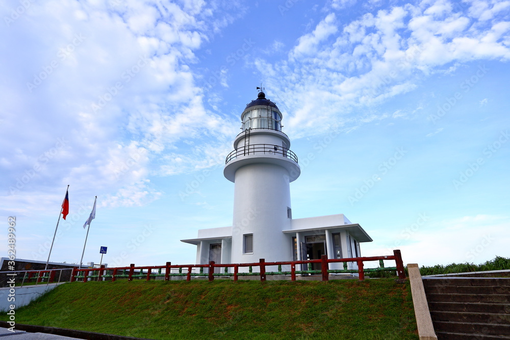 Sandiaojiao lighthouse, located in New Taipei City, Taiwan (also known as The Cape Santiago lighthouse