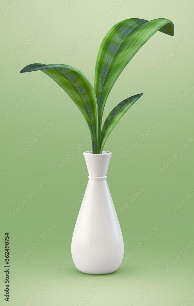 3d rendering of a green plant in white vase 3d rendering of a green plant in white vase