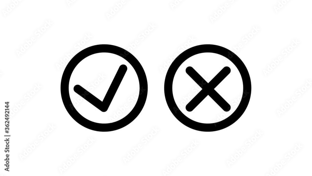 Tick and cross signs. checkmark OK and red X icon animation 4K Tick and cross signs. checkmark OK and red X icon animation 4K