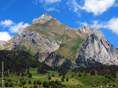 Alpine peak Stoss in Alpstein mountain range and in Appenzell Alps massif - Canton of St. Gallen, Switzerland (Kanton St. Gallen, Schweiz) photo