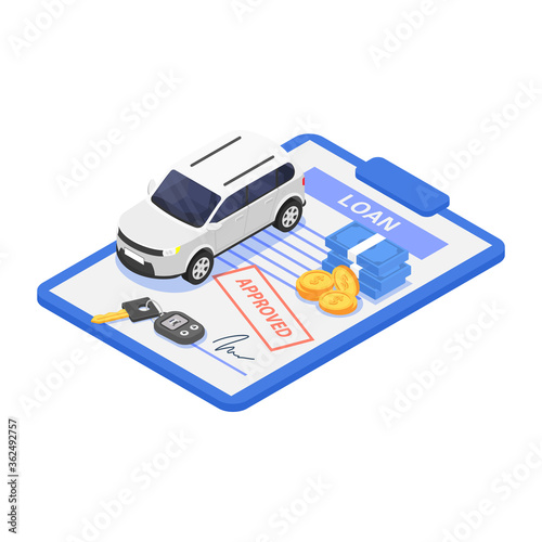 Car loan or vehicle rental concept.