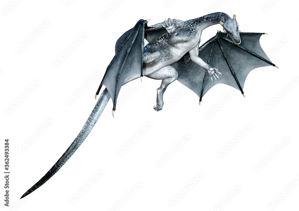 Fototapeta premium 3D Rendering Fairy Tale Dragon on White