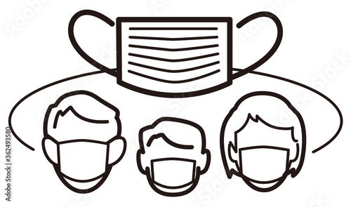 家族でマスク着用アイコン-ウイルス対策