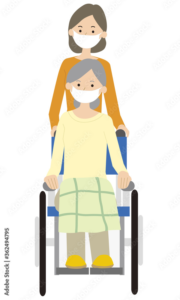 Wheelchair woman and family illustration Wheelchair woman and family illustration