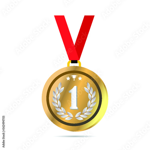 first position medal with red ribbon